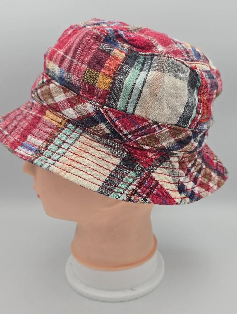 Unbranded Kids Multi-Colored Patchwork Plaid Bucket Hat One Size
